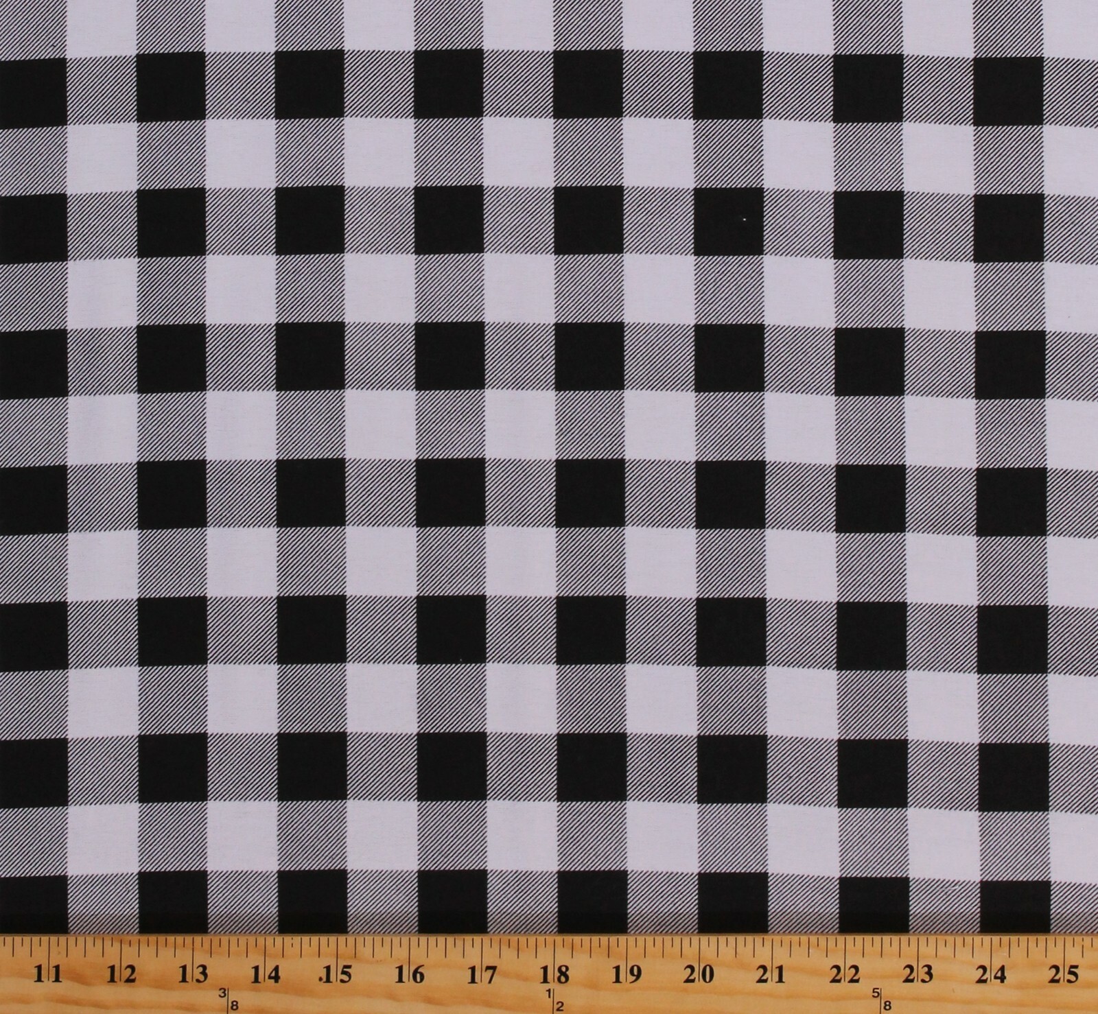 Flannel Black & White Buffalo Plaid 1" Checks Flannel Fabric Print BTY D269.04