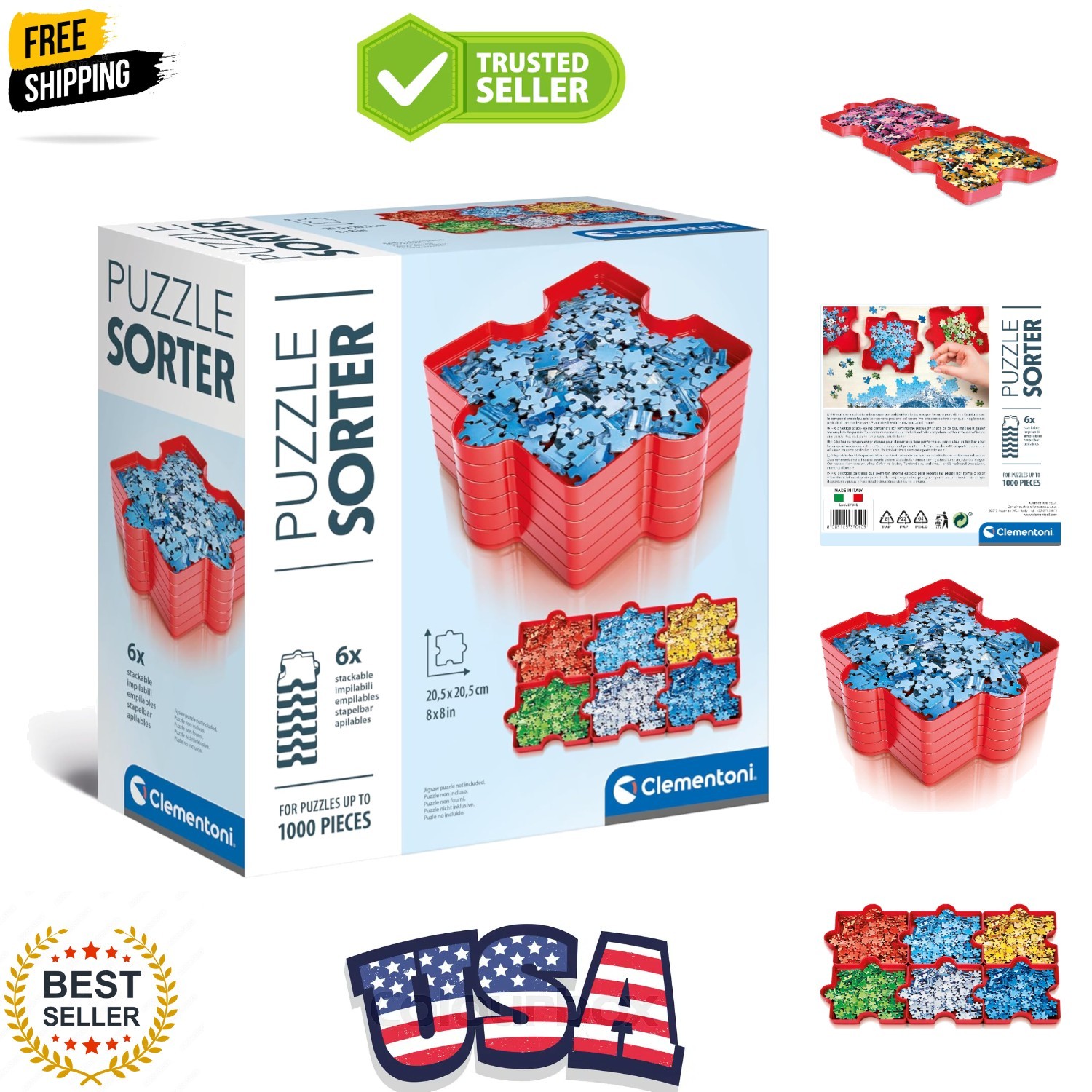 Puzzle Sorter: 6 Trays for Easy Jigsaw Puzzle Sorting Up to 1000 Pieces 10+