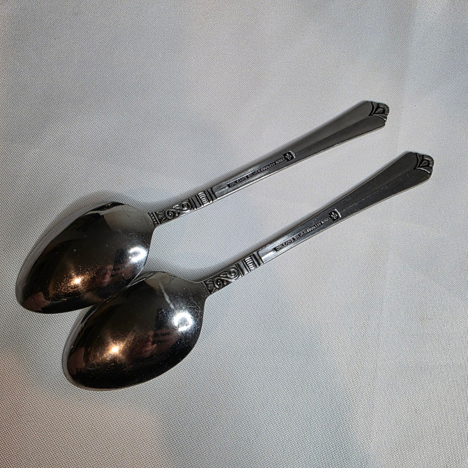 Orleans Stacie Pattern Silver Stainless Made in Korea Table Spoon Serving (2)