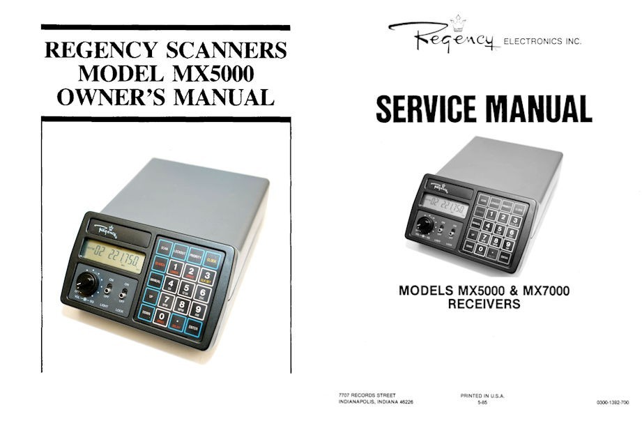 REGENCY MX-5000 BASE SCANNER Owner's Instruction Manual and Service Manual