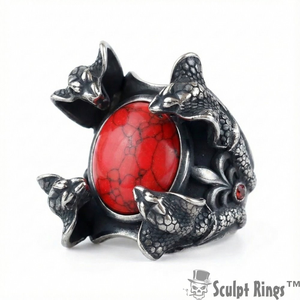 Sculpt Rings™ Serpent's Embrace: Red Zircon Stone Snake Ring