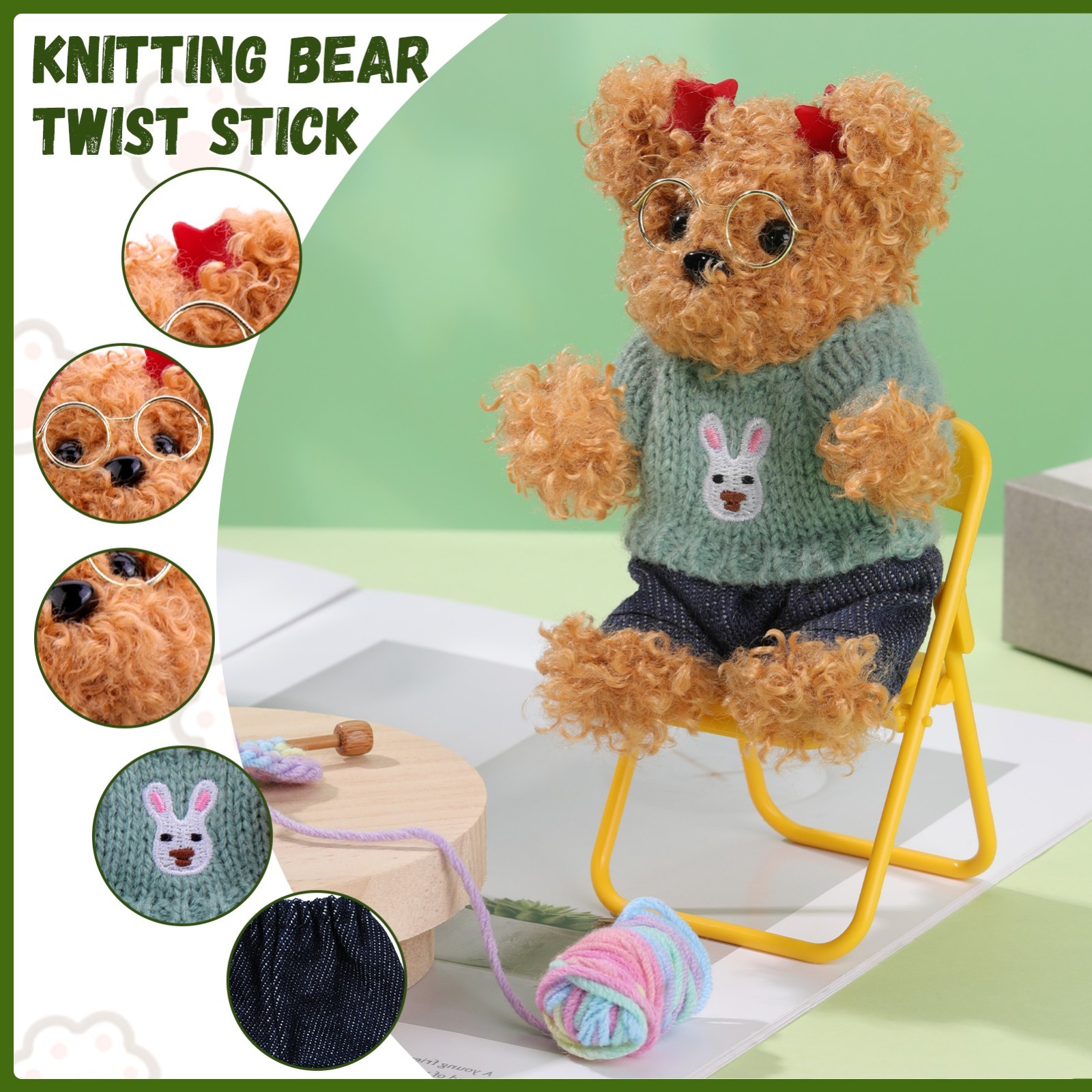 DIY Cute Bear Twist Stick Material Kit Handmade Chenille Stems Craft Set for Kid