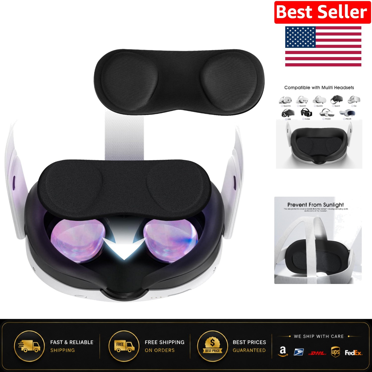 Black Anti-Scratch Lens Protector for Quest 3/2/1 & Valve Index - Sunlight Block