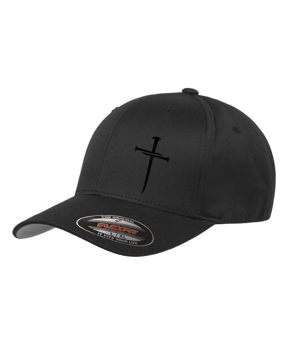 GOD THREE CRUCIFIXION NAIL CROSS RELIGION FLEXFIT HAT *FREE SHIPPING in BOX*