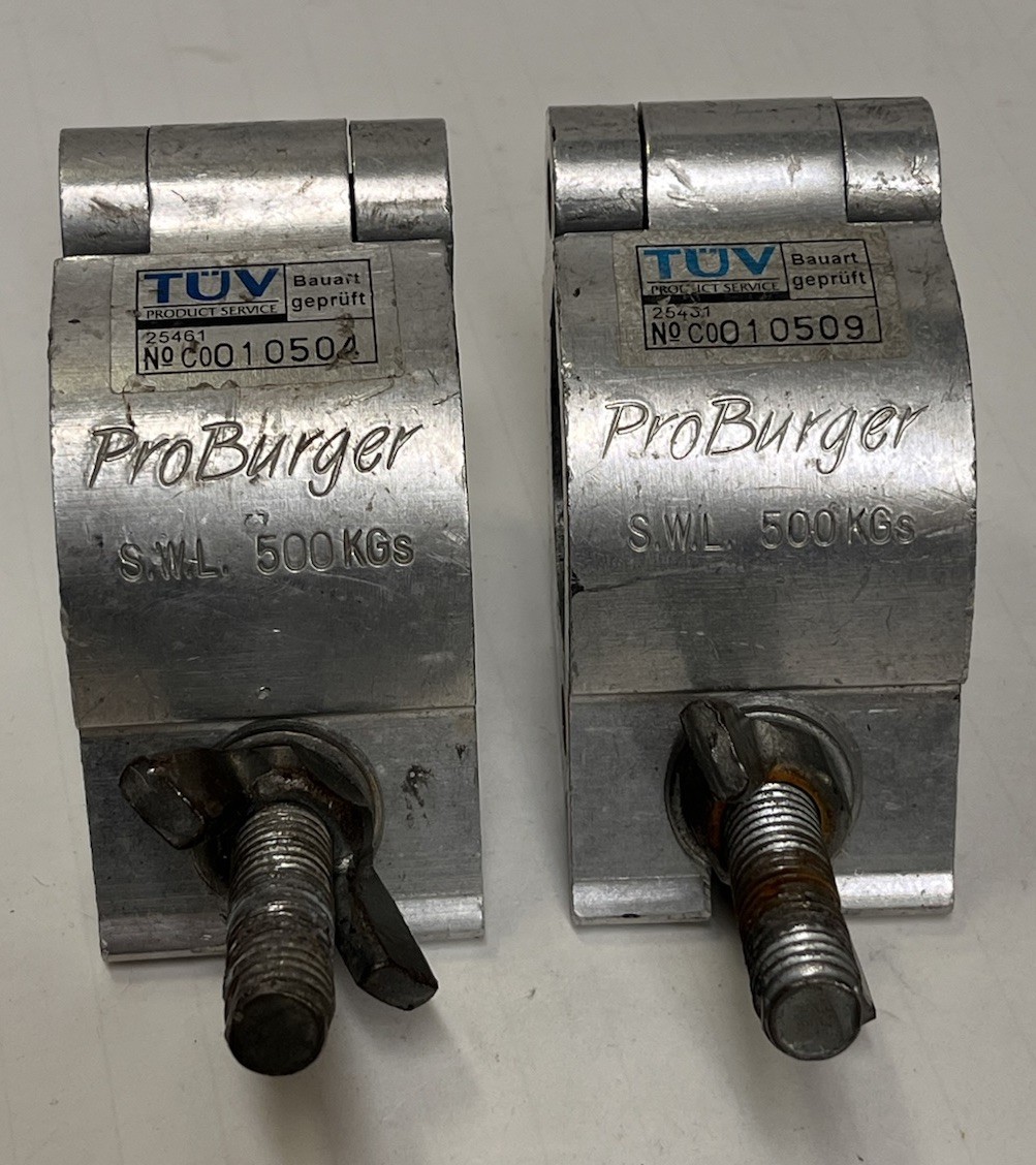 LOT OF 2 TUV SUD PROBURGER 500 KG 25461 KCP-831 HALF COUPLER STAGE CLAMP
