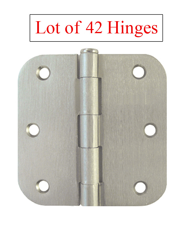 42 Satin Nickel 3.5" w 5/8" Radius Door Hinge Brushed  Round free shipping