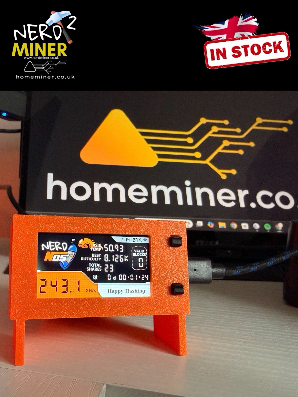 World’s Fastest NerdMiner NerdNos – Millions Of Times Faster 100Gh/s – UK Stock