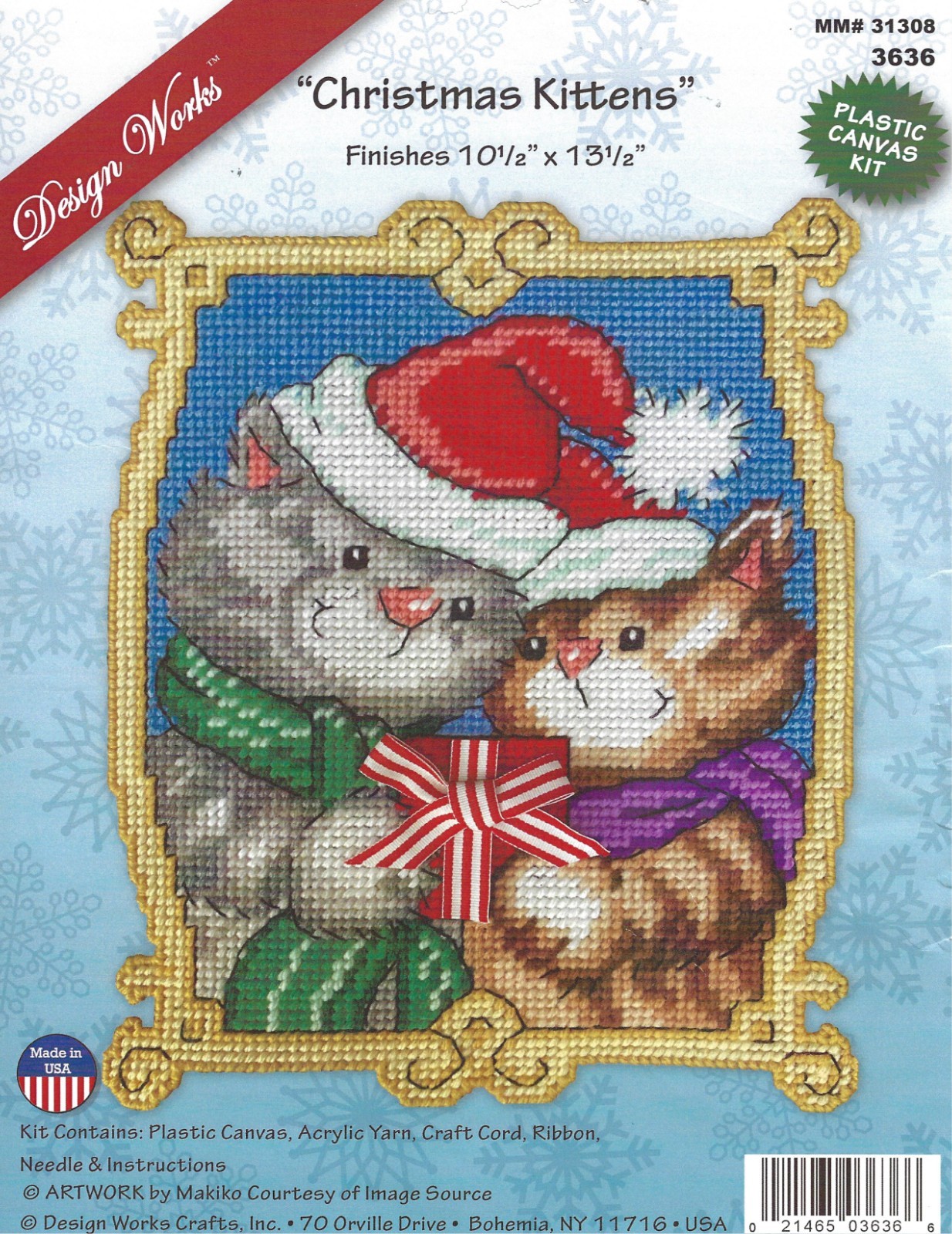CHRISTMAS KITTENS  WALL HANGING  7ct plastic canvas  PATTERN (#TF0195)
