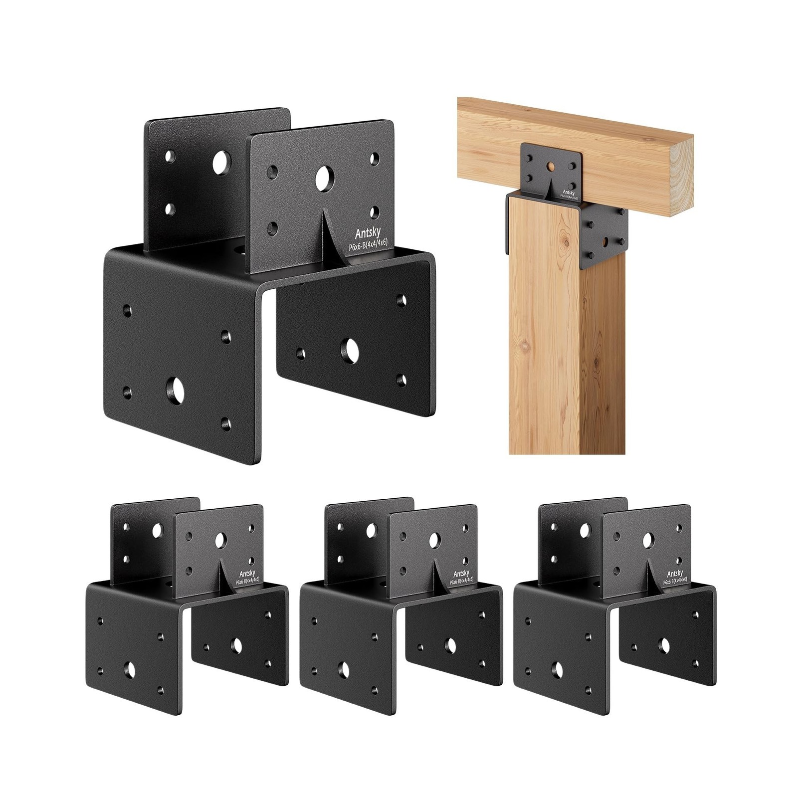 6x6 Post Anchor Connector (4 Pack), Stainless Steel Post Caps Tie Bracket for...