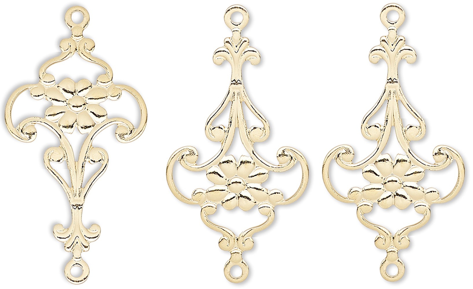 Link, 50 Gold Plated Brass 23x14mm Flower Swirl Chandelier Earring Connectors