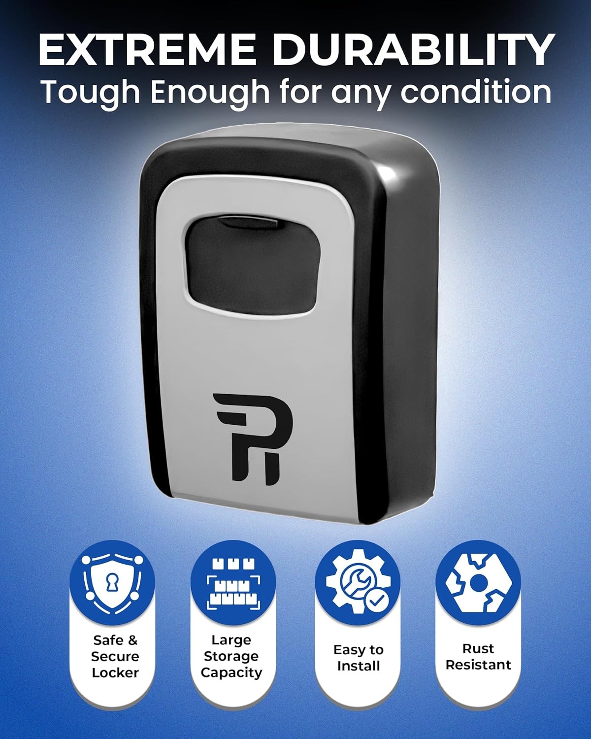 Large Outdoor Key Lock Box with Combination Code - Weatherproof Security Safe
