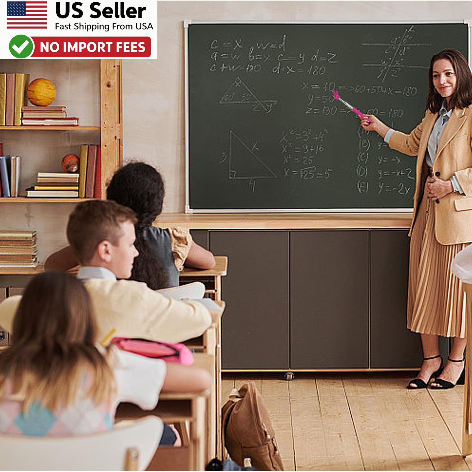5PCS Extendable Teacher Pointer Stick Classroom Finger Pointer Set FROM USA