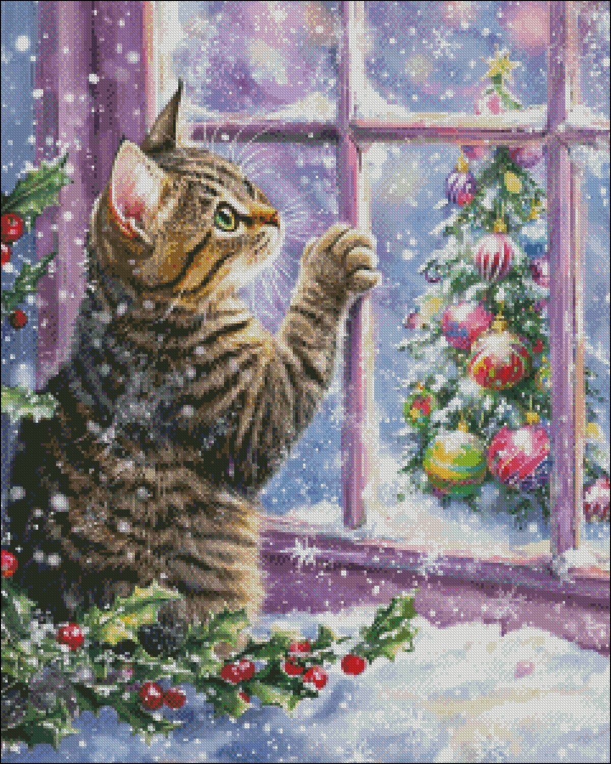Christmas Visitor 2 DIY Chart Counted Cross Stitch Patterns Needlework DMC Color