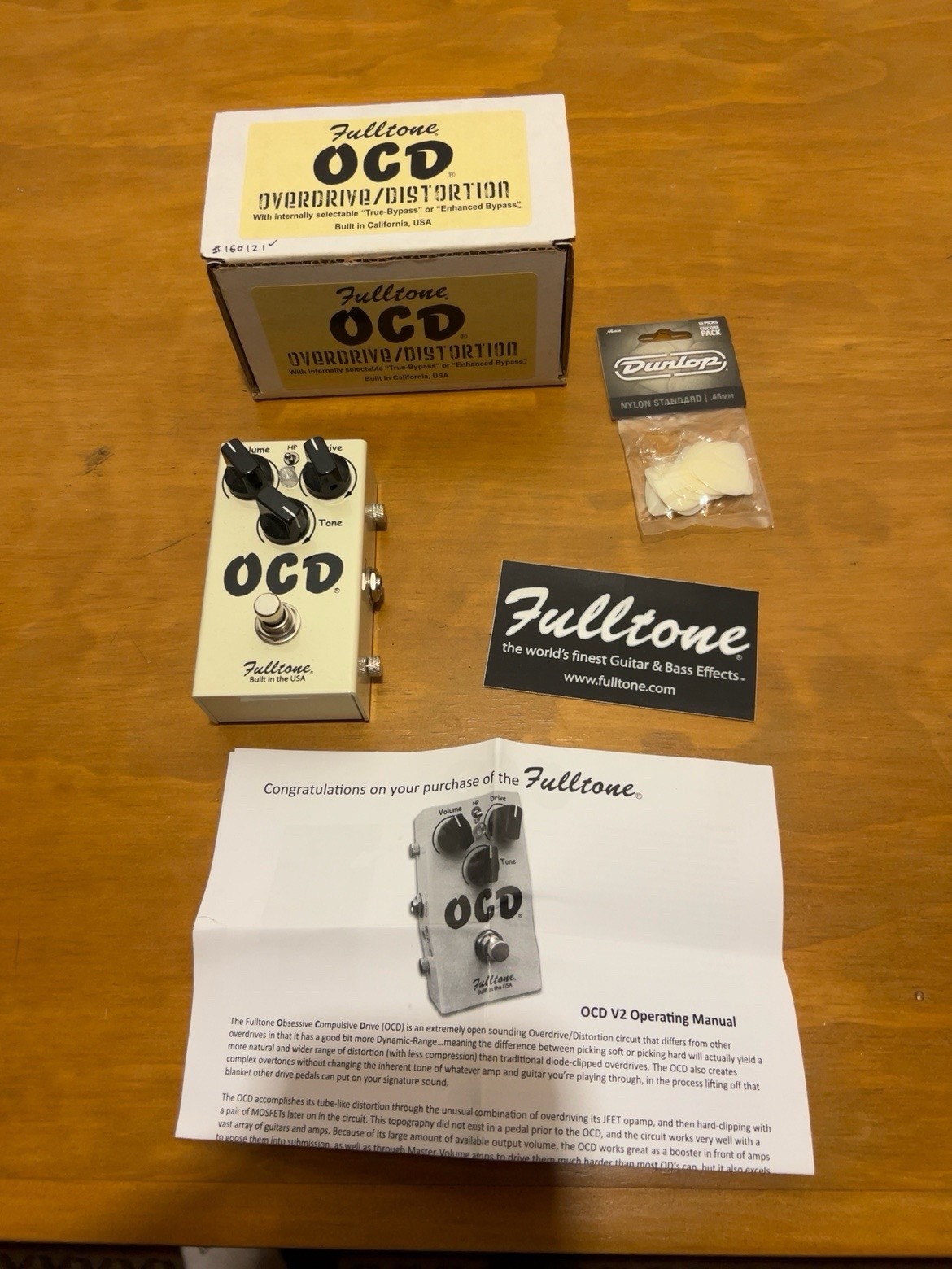 Fulltone OCD V2 Overdrive Distortion Guitar Pedal w Box Manual Sticker USA Cream