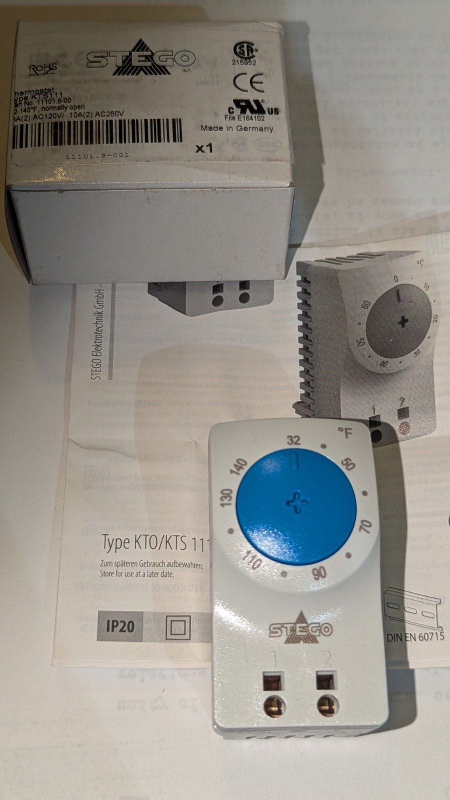 (1) Stego Type KTS 111 Miniature Thermostat 32°F - 140°F 11101.9-00 NIB