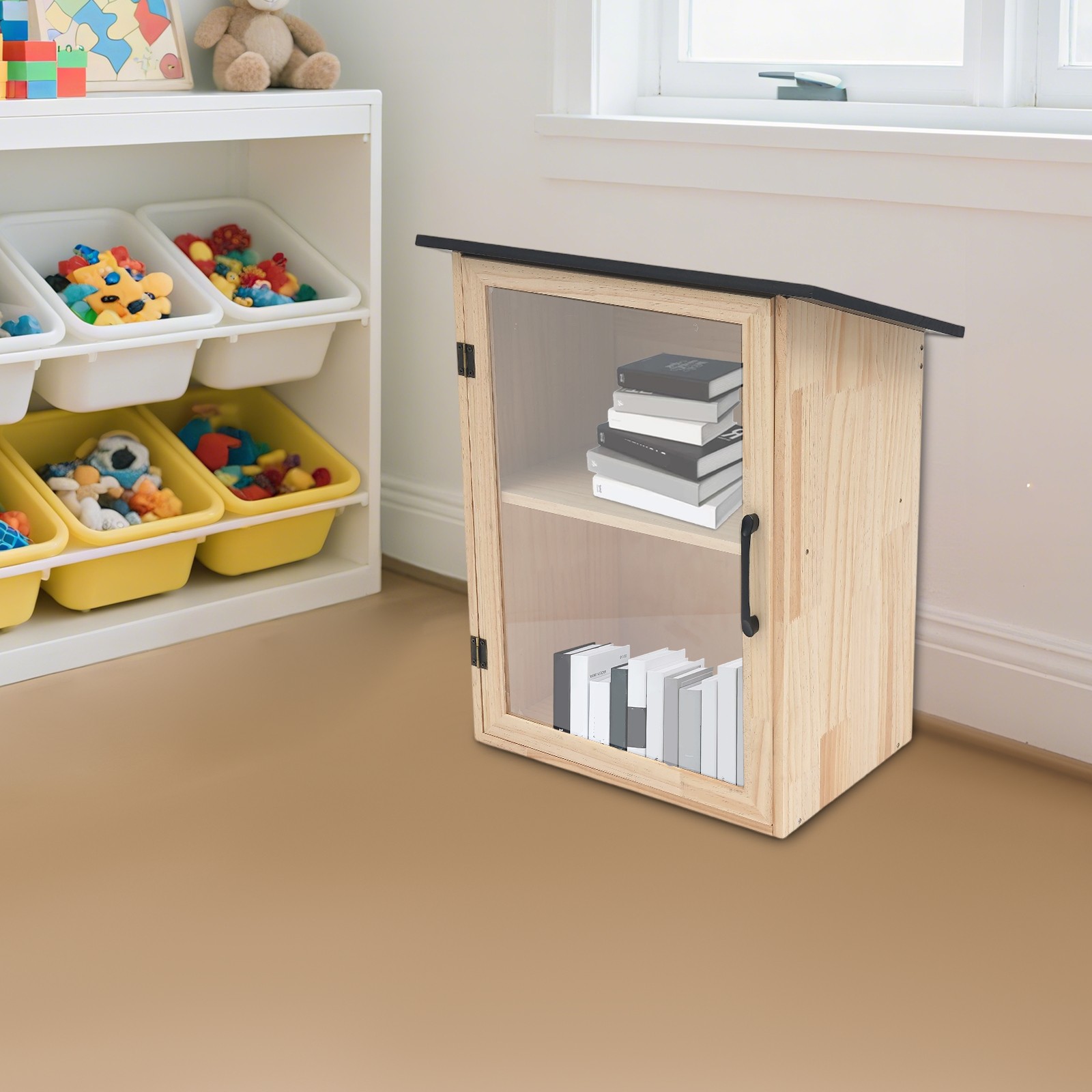 2-Tier Books Storage Box Newspapers Organizer Cabinet for Sharing