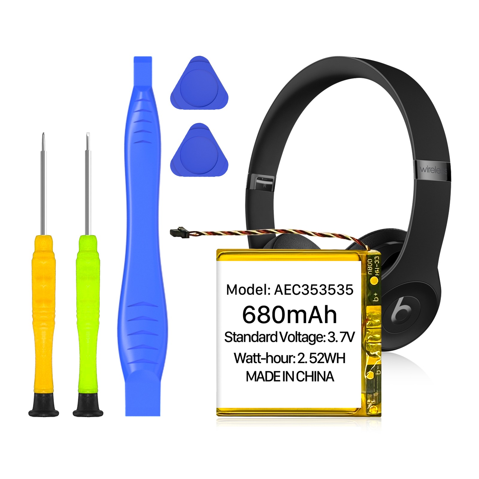 680mAh AEC353535 Battery for Beats Solo 2, Solo 3 Wireless Headphones with Tool