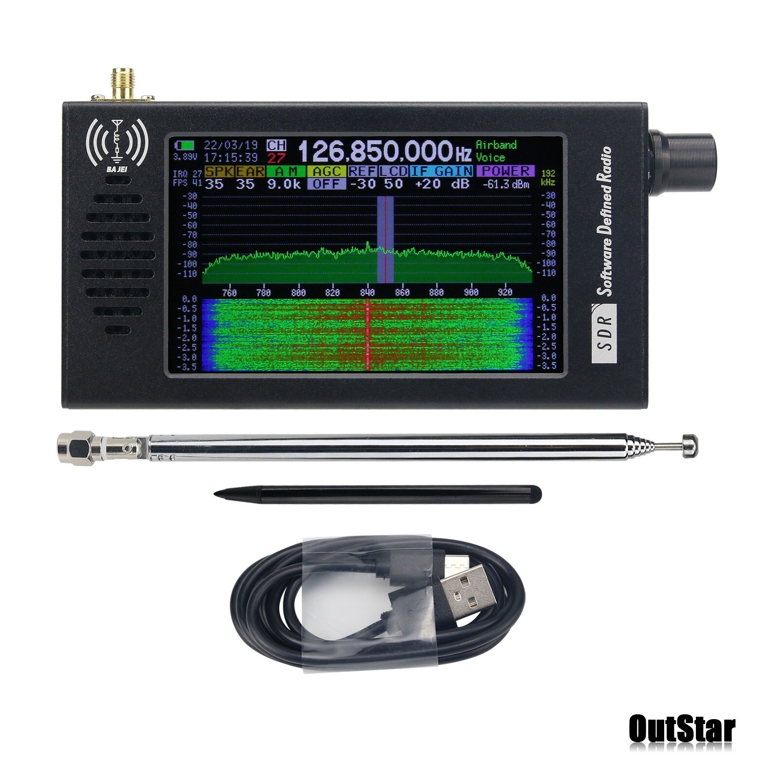 SDR Shortwave Defined Radio 100KHz-149MHz FM 4.3-in IPS LCD CW AM SSB WFM FM