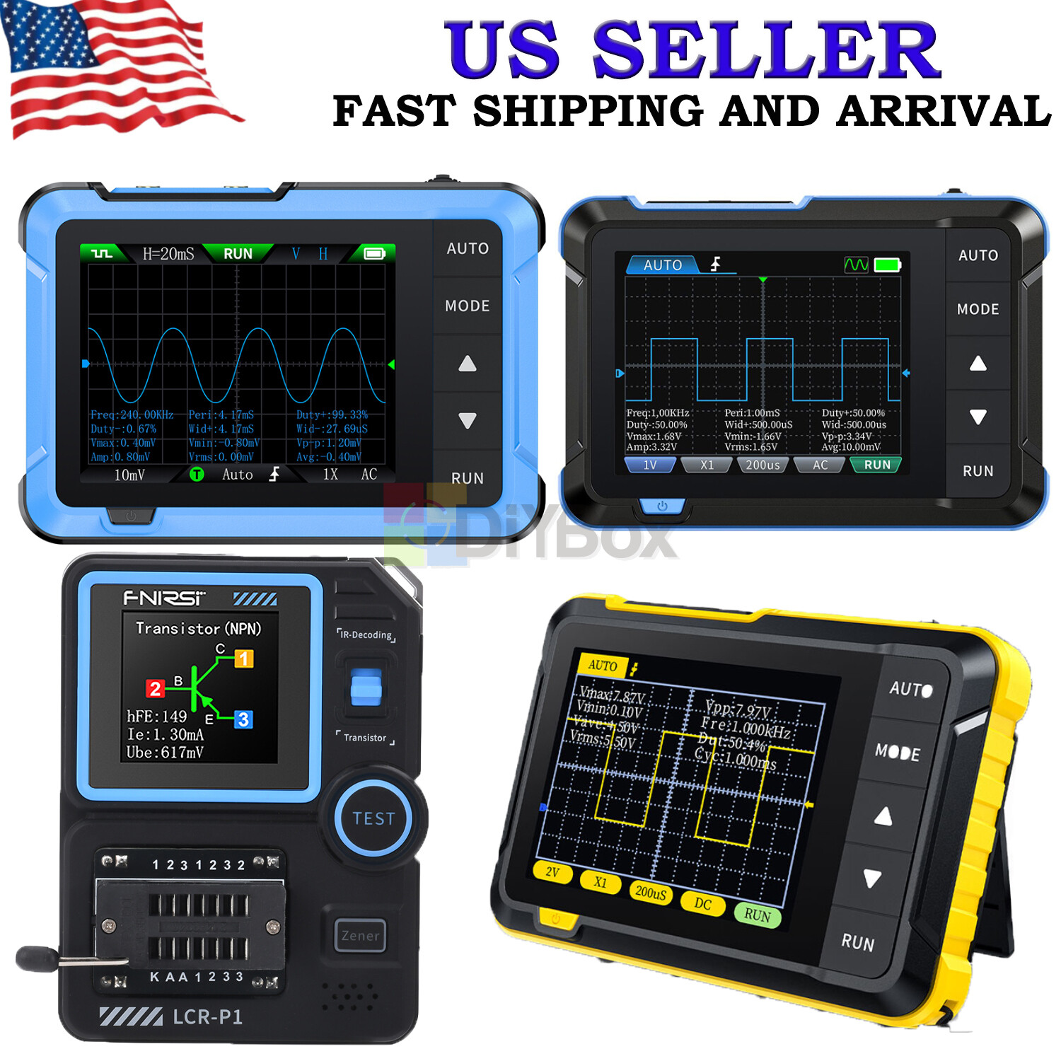 FNIRSI DSO153 /DSO510 Oscilloscope / Signal Generator / LCR-P1 Transistor Tester