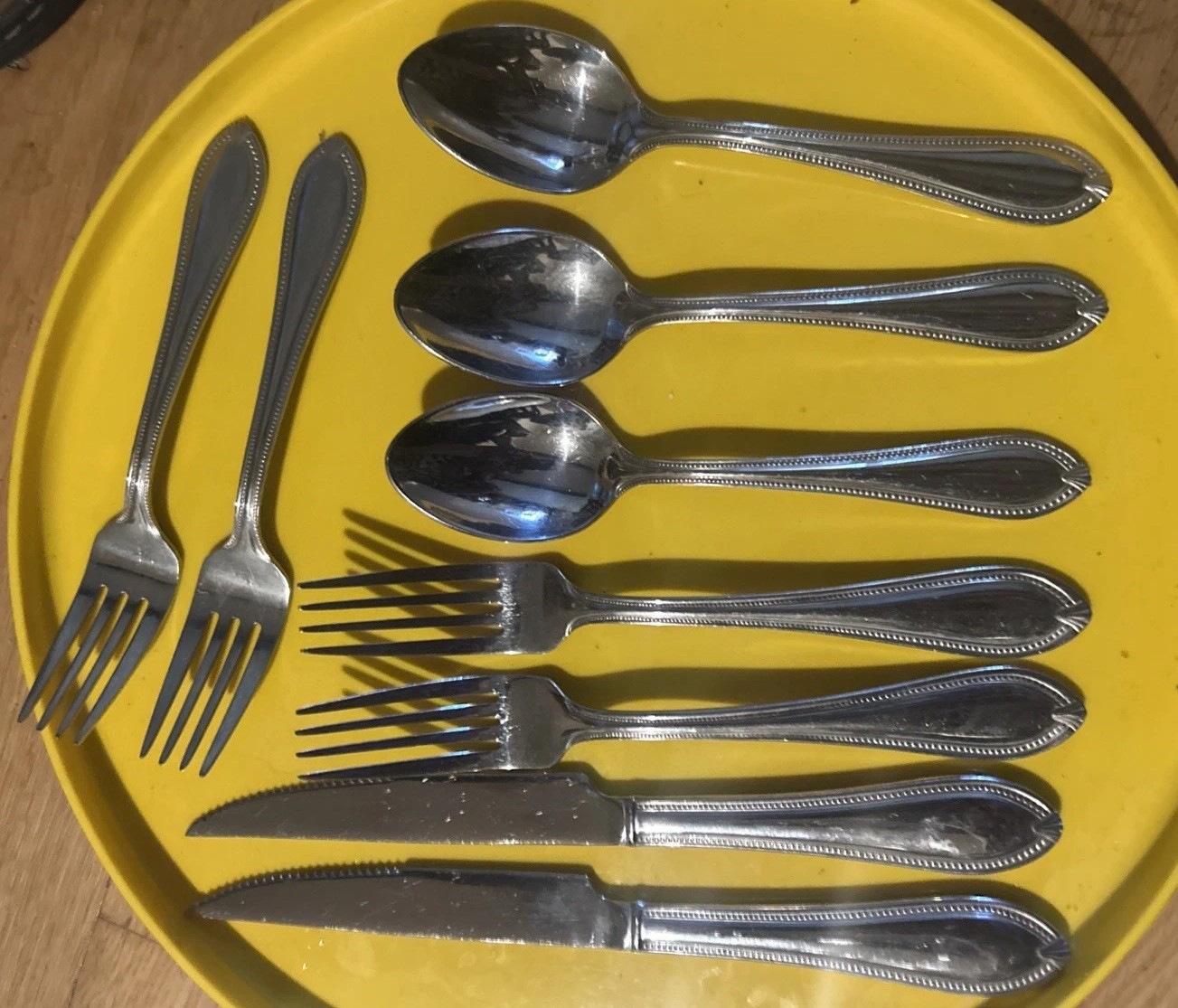 9 Pc Reed & Barton Whitley Classic Bead Stainless Mixed Flatware