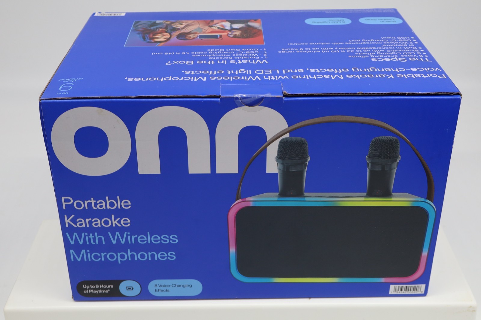 onn Portable Karaoke Machine Wireless Microphones Bluetooth LED Speaker New