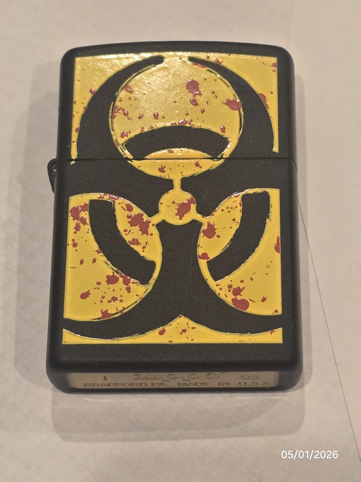 Zippo Hazardous Black Biohazard Symbol Design Collectible Lighter Made in USA