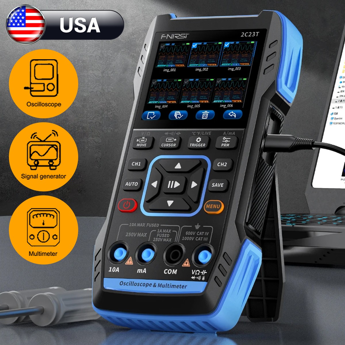 FNIRSI 2C23T Handheld Digital Oscilloscope Multimeter+Function Signal Generator/