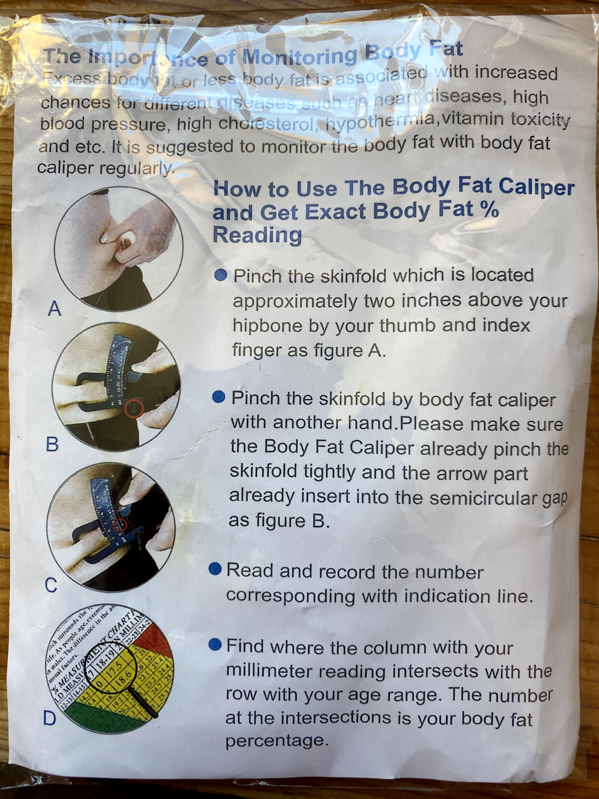 Body fat % caliper