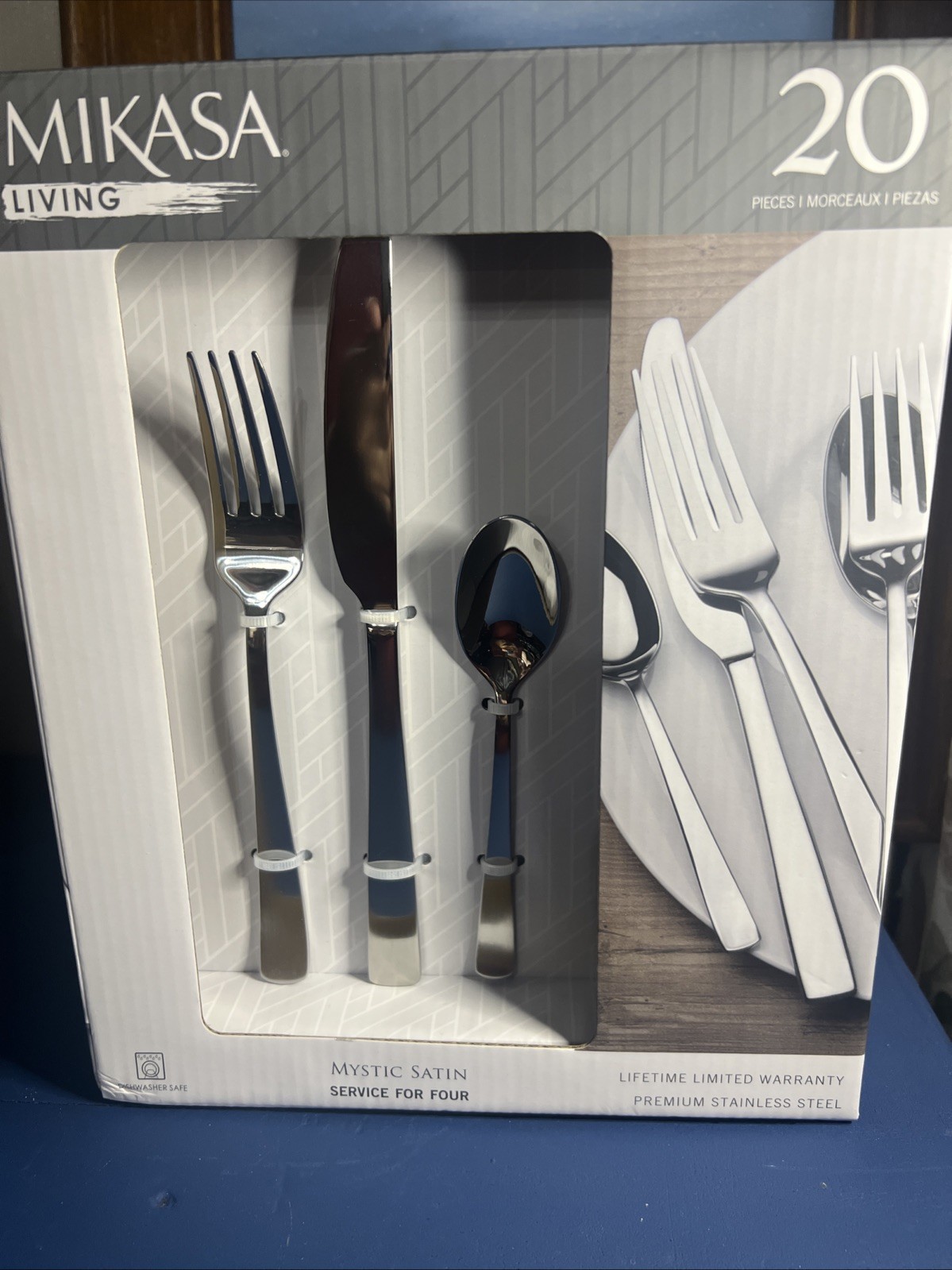 NWB MIKASA Mystic Satin 20 Piece Service For Four Premium Stainless Flatware