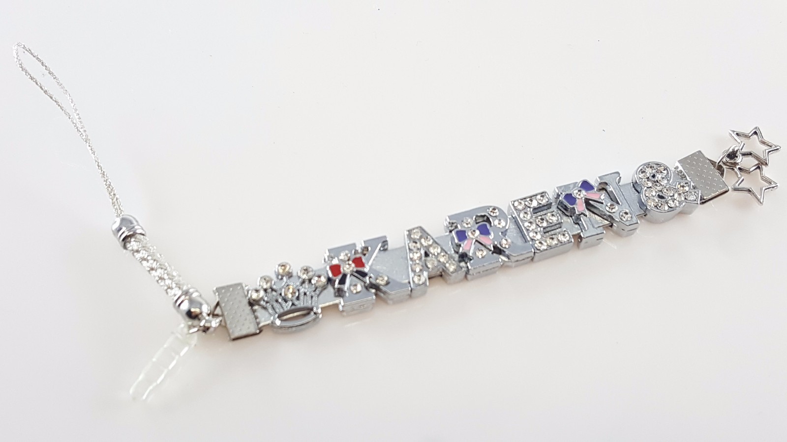 Personalized Silver Strap Custom Cellphone 3.5mm Anti Dust Jack Plug Rhinestone