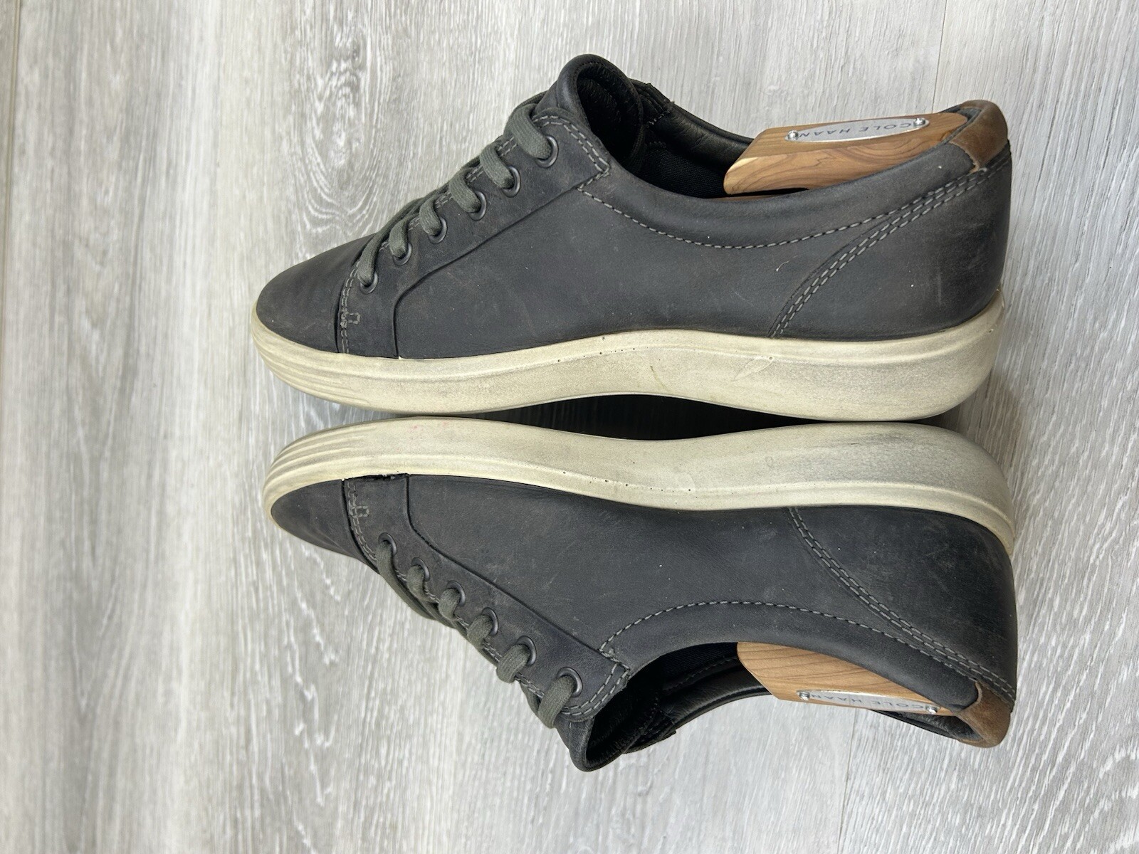 Ecco Soft 7 Men's Sneakers Gray Leather 8 Lace Up Casual Comfort Shoes