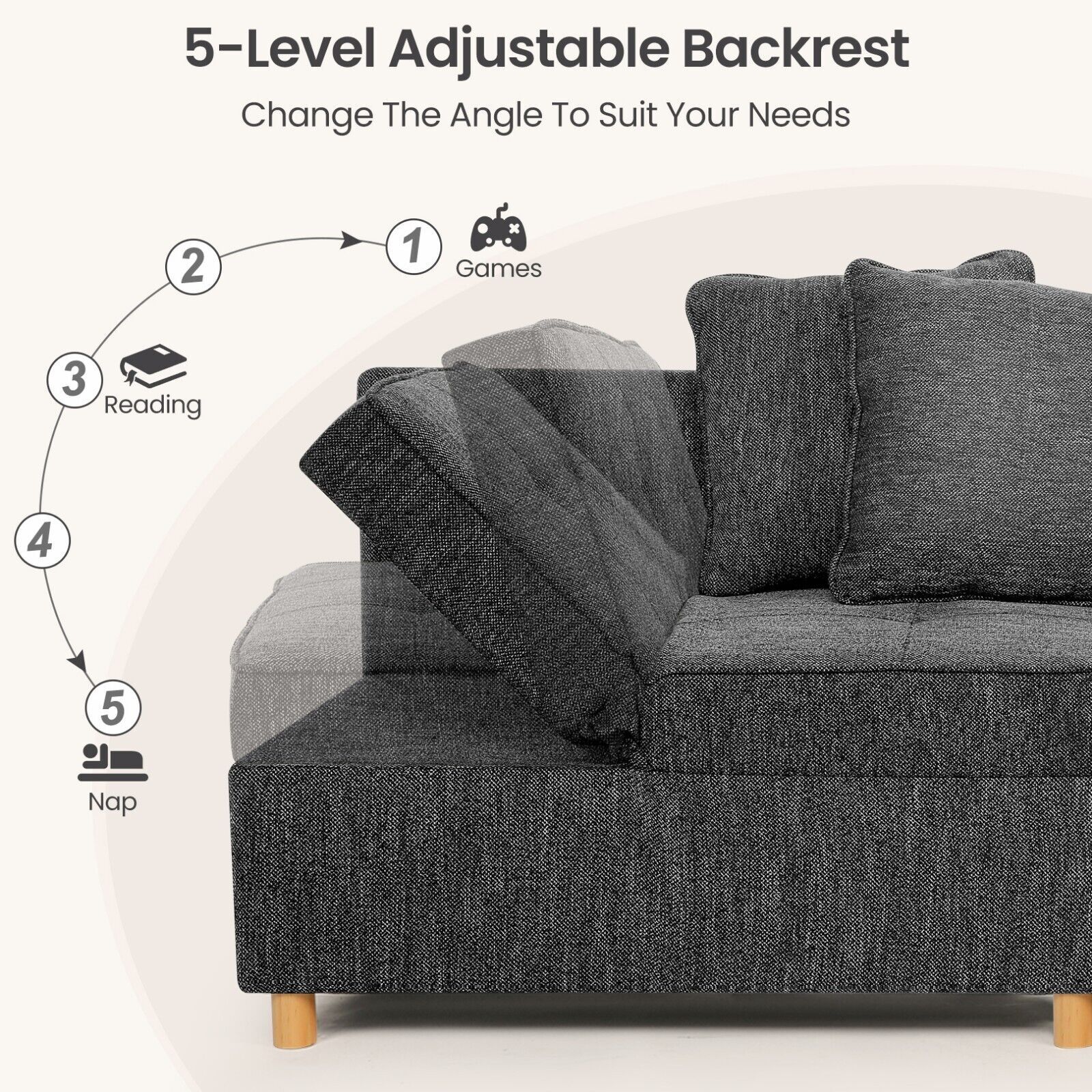 Folding Ottoman Sofa Bed, Convertible Chair 4-in-1 Multi Function Sleeper Sofa🔥