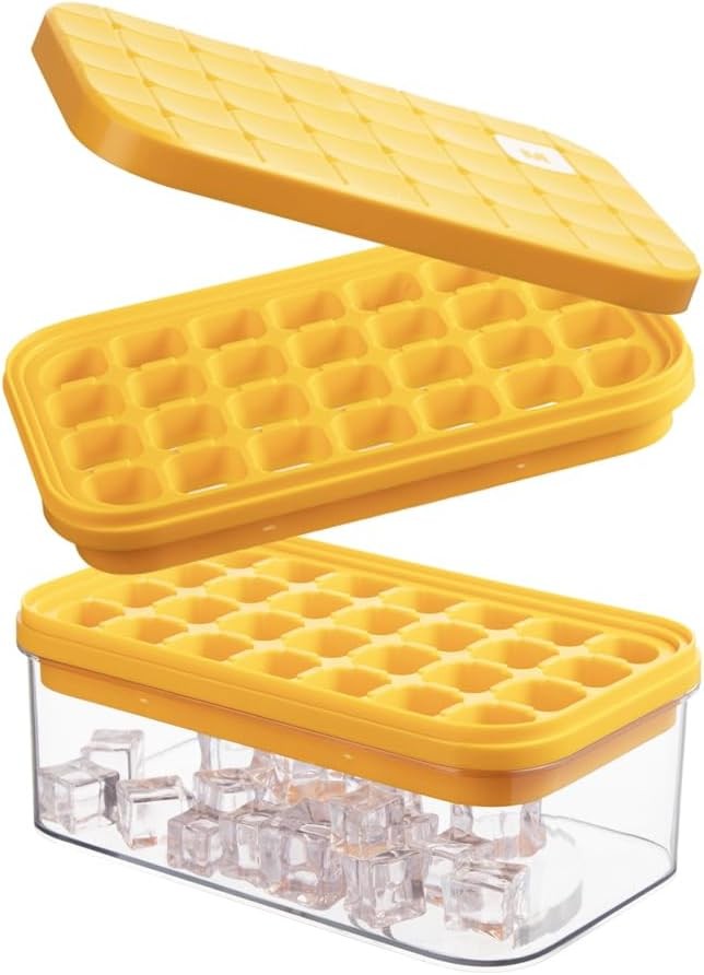 Ice Cube Tray with Lid & Storage Bin, 56 Cubes Ice Mold with Easy-Release
