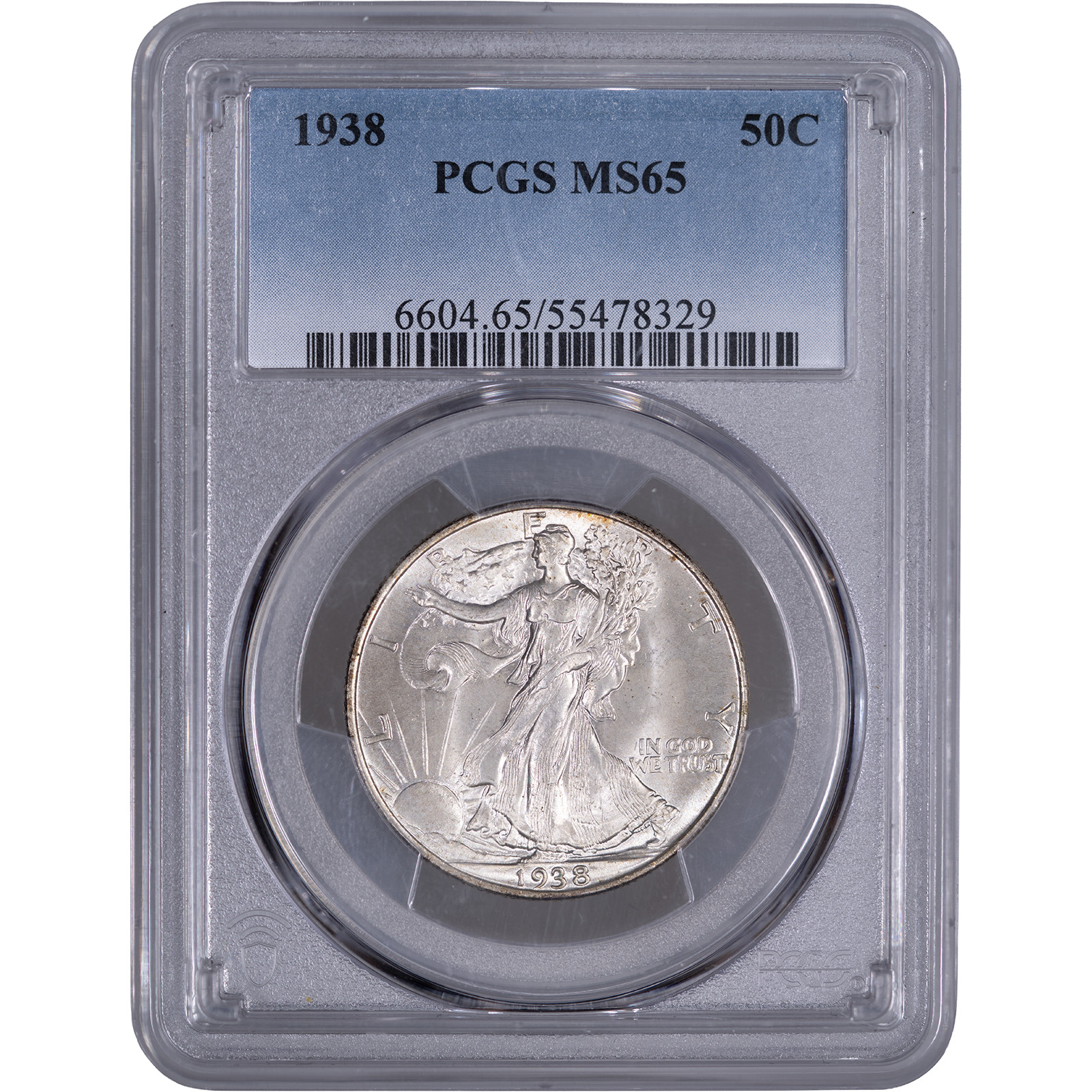 1938 50C Walking Liberty Half Dollar ~ PCGS MS65