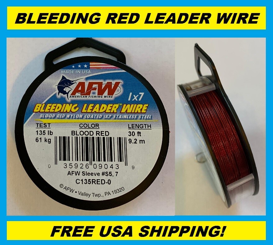 AFW American Fishing Wire Bleeding Leader Wire 1x7 Stainless Steel, 135LB-30FT