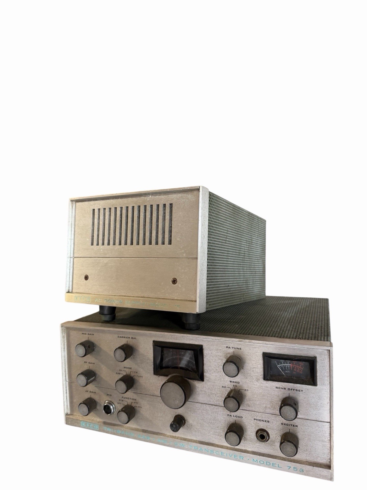 EICO Model 753 Transceiver Tri-Band SSB/AM/CW 751  Power Supply Radio + Manuals