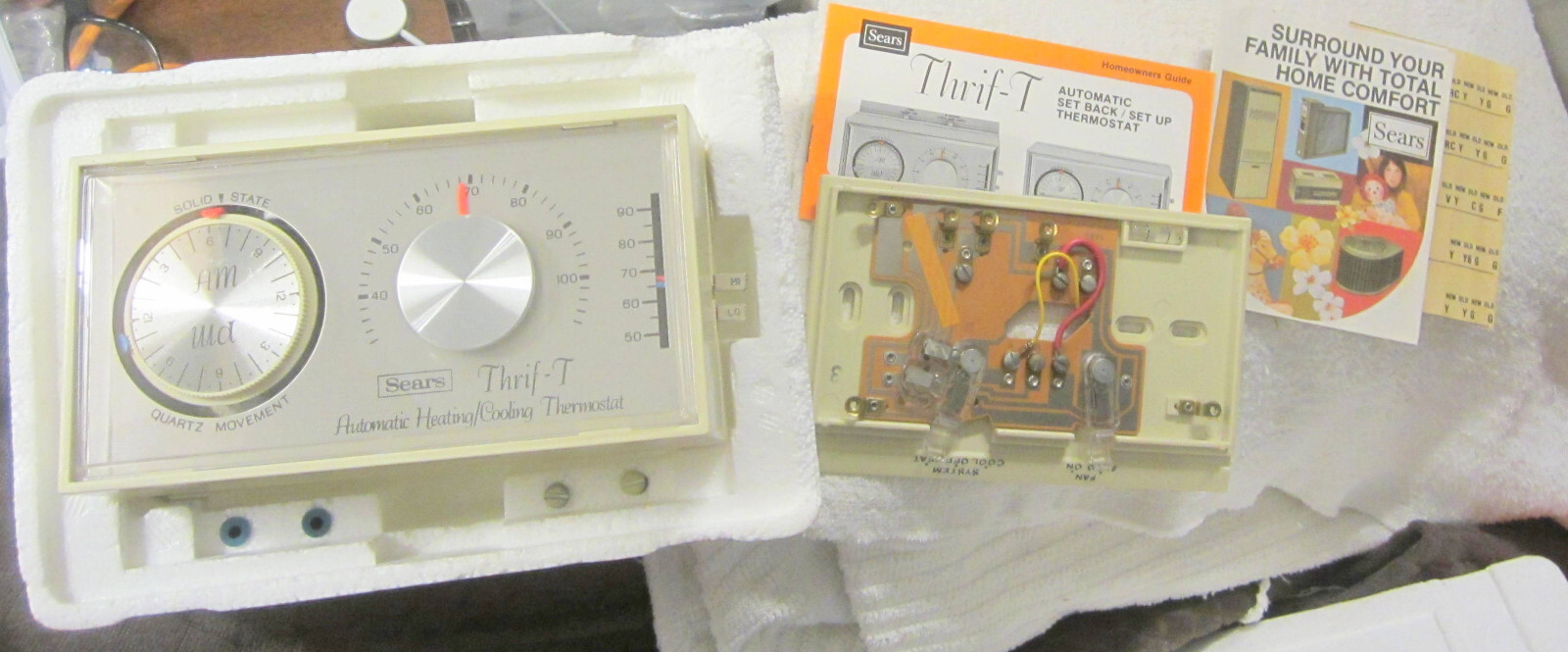 24 V  ad Sears Thrif-T Auto Heating/Cooling Thermostat NOS 42 9150 in box VTG