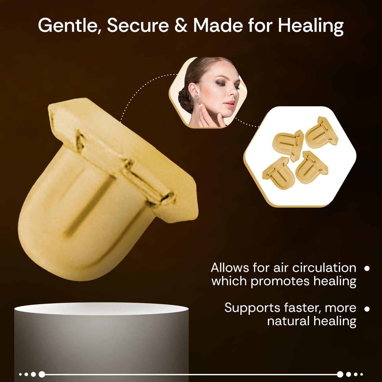 Secure Gold-Plated Earring Backs - Perfect for Sensitive Skin (4 Count)