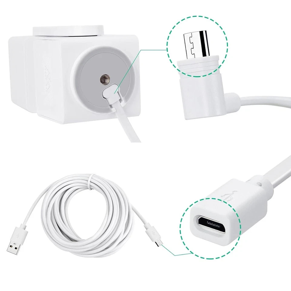 3-Pack Extension Cable for WYZE Cam Pan V3 Camera, 90 Degree Micro USB Adapter,