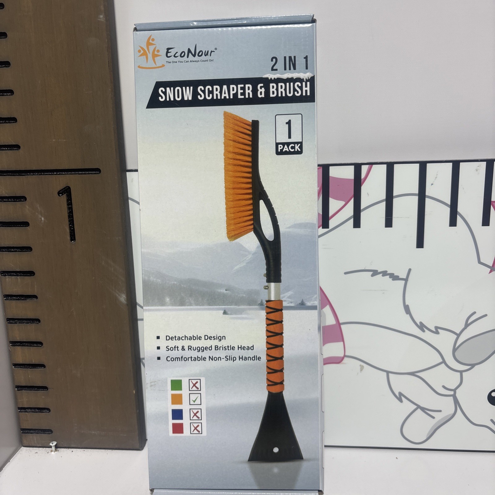 27" Aluminum Snow Brush with Ice Scrapers for Car Windsh Color: OrangeSize: 27
