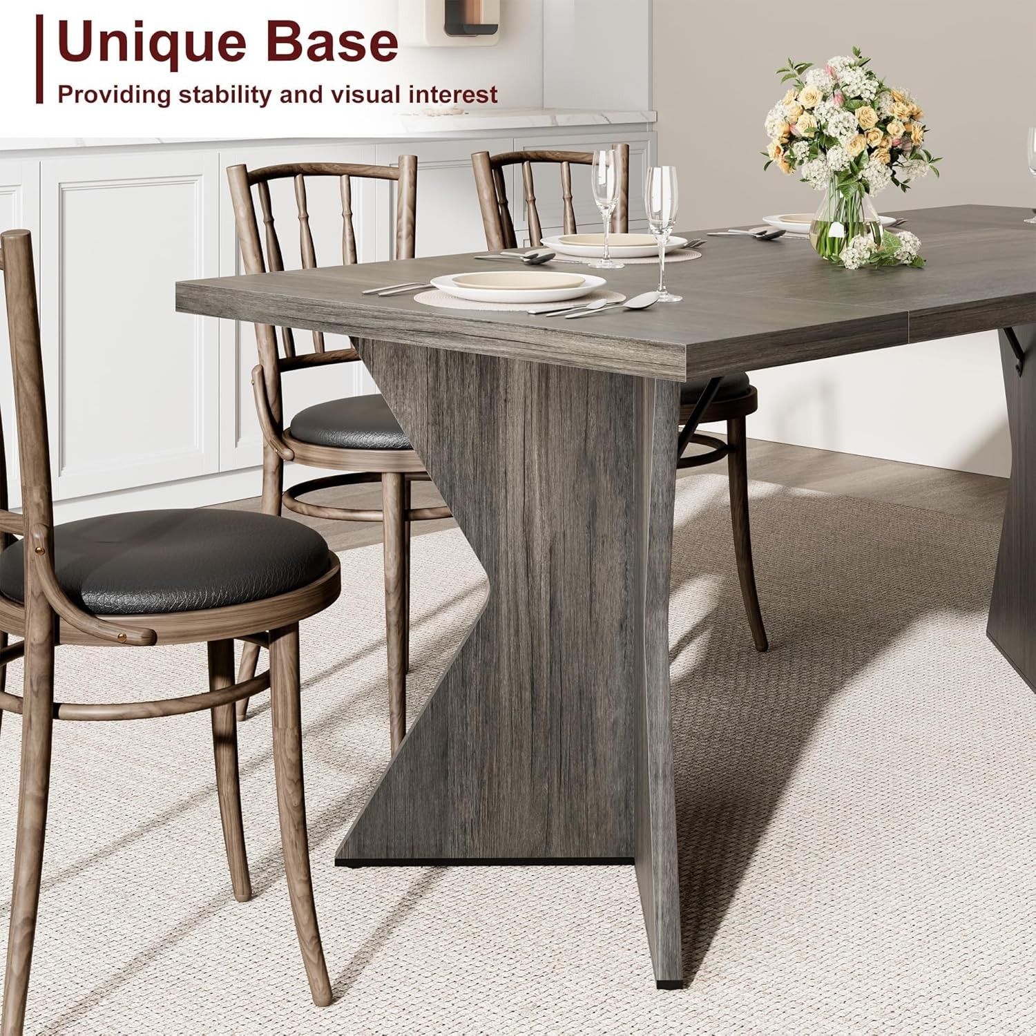 Thick Panel Double-Sided Triamine Rectangular Dining Table-Iron Foot 1 grey