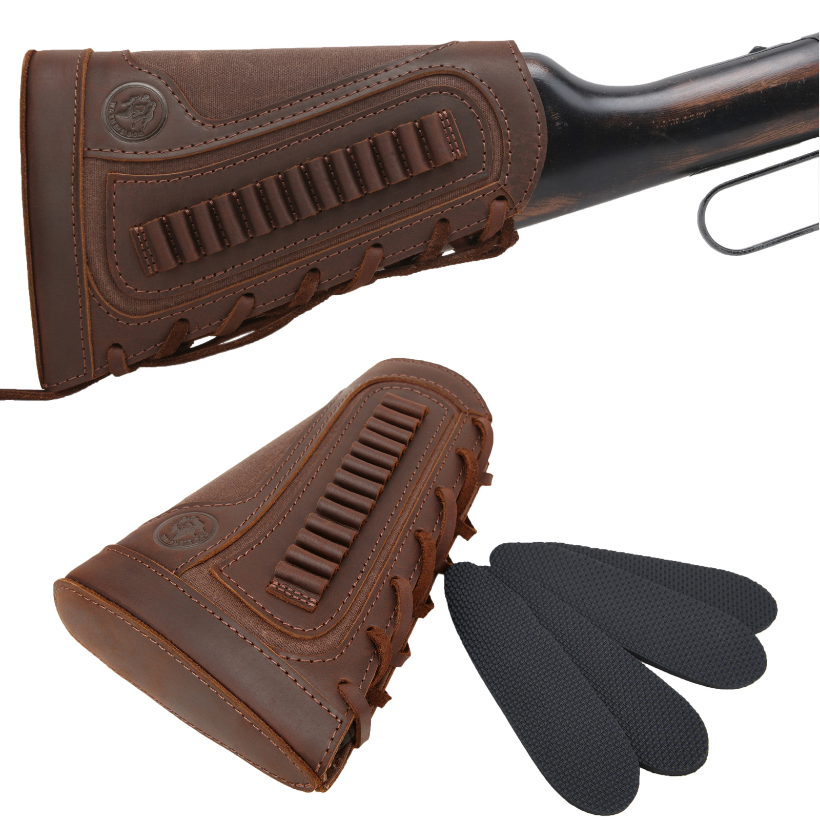 Vintage Leather Rifle Gun Buttstock Cover Wrap for .30/30 .308 .22LR 12GA .30/06