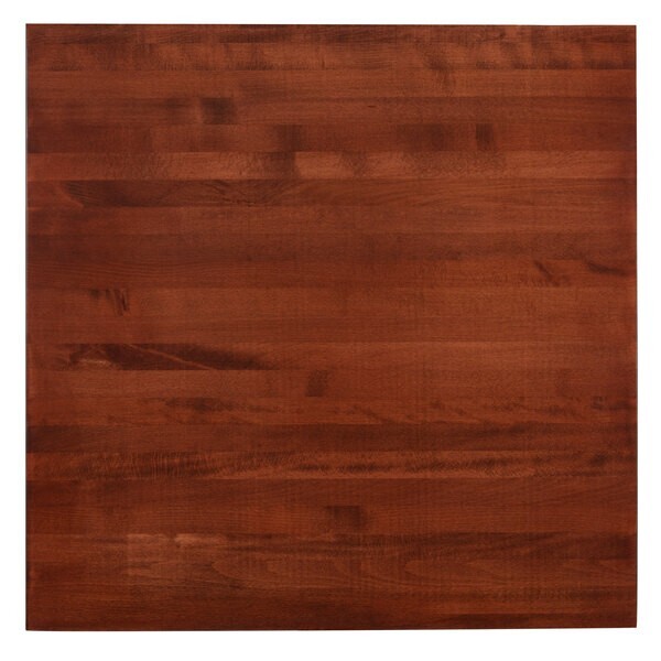36'' Square Solid Wood Live Edge Restaurant Table Top in Mahogany Wood Finish