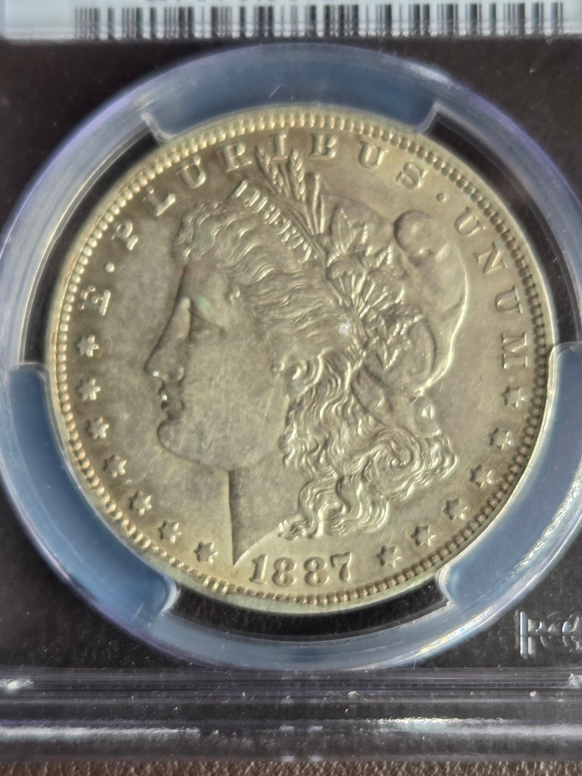 1887 O Morgan Silver Dollar Mint Error Obverse Rim Cuds PCGS AU55