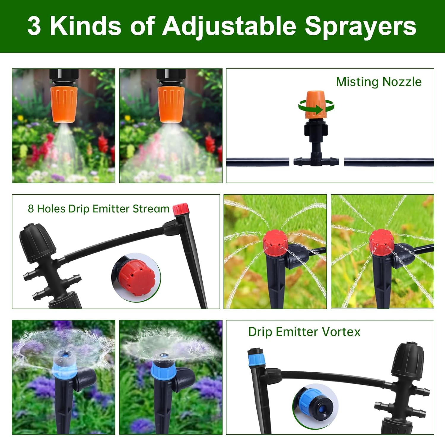 260 FT Drip Irrigation System Kit, Automatic Garden Watering System with 2/5" &