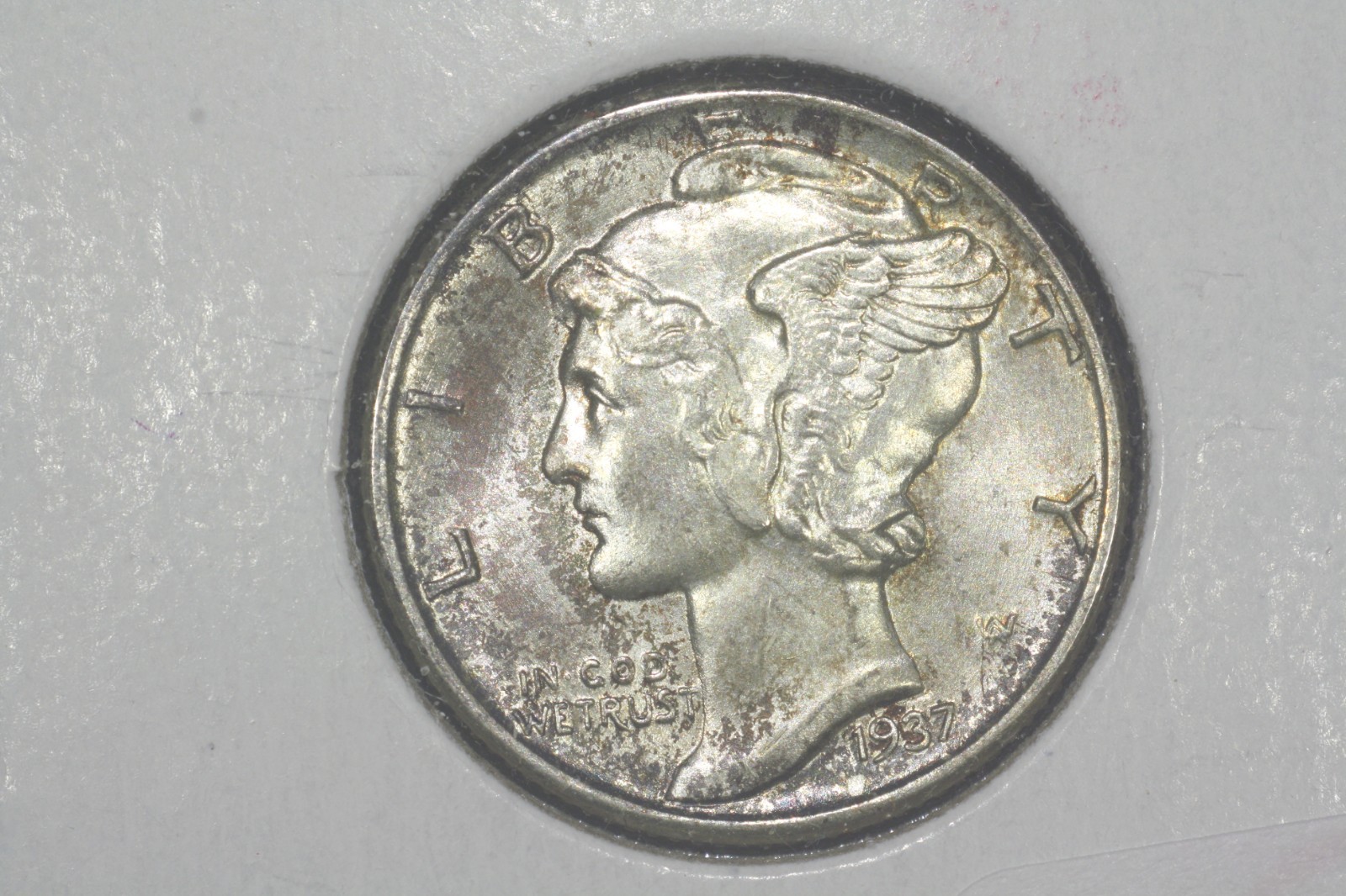 1937 Mercury Dime, Toned Gem Unc.