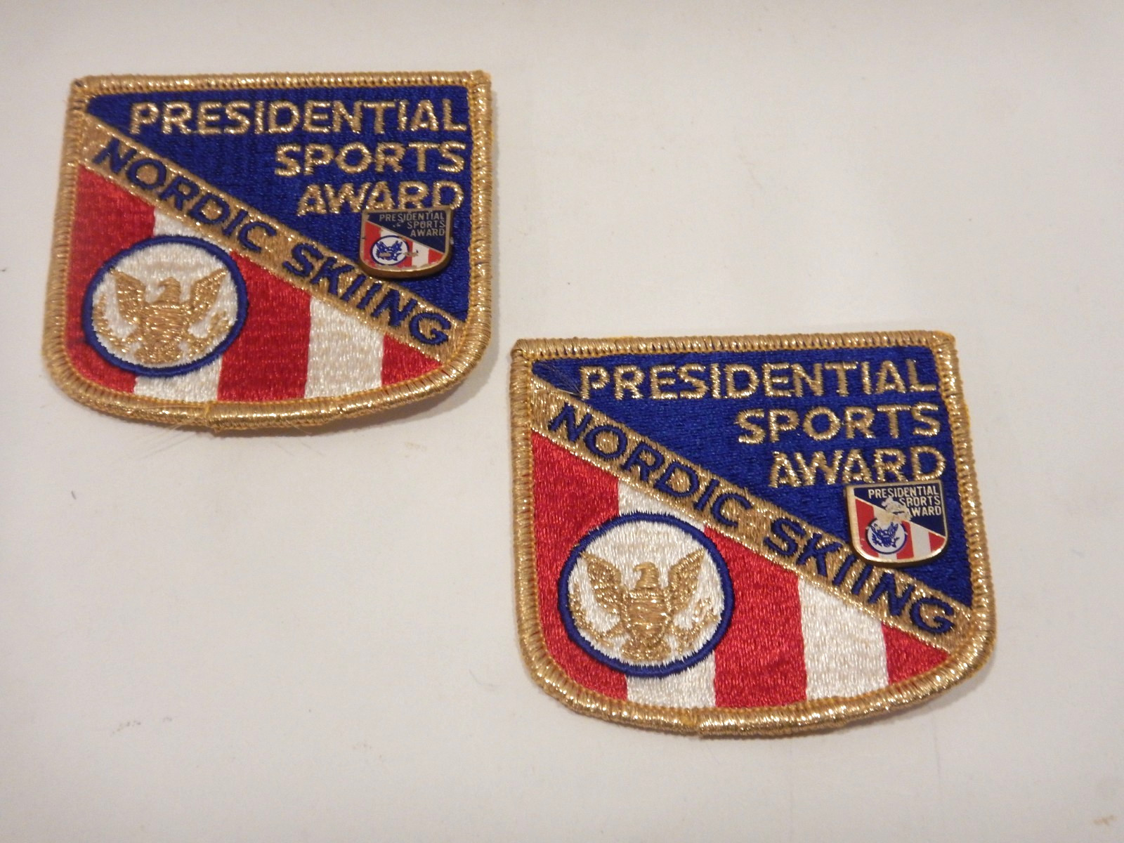Vintage Nordic Skiing Presidential Sports Award Embroidered Sew-On Patch & Pin