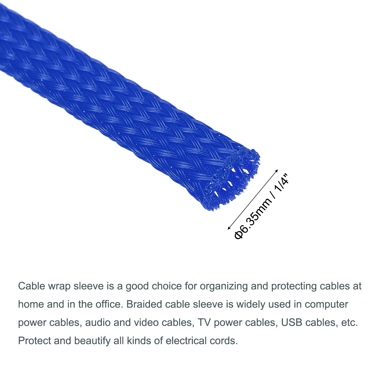 Expandable Sleeving 1/4" 100ft Cable Sleeve Blue