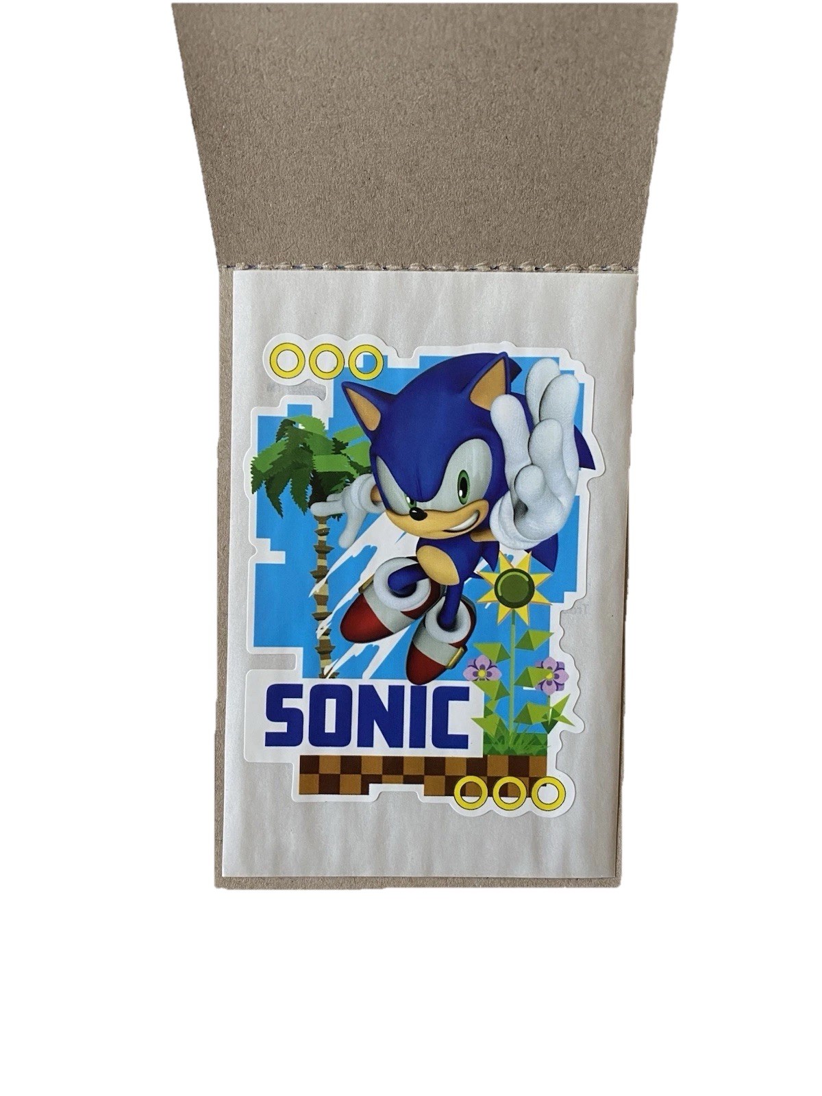 Sonic the Hedgehog Sega Blue Palm Tree Flower Gold Ring Sticker