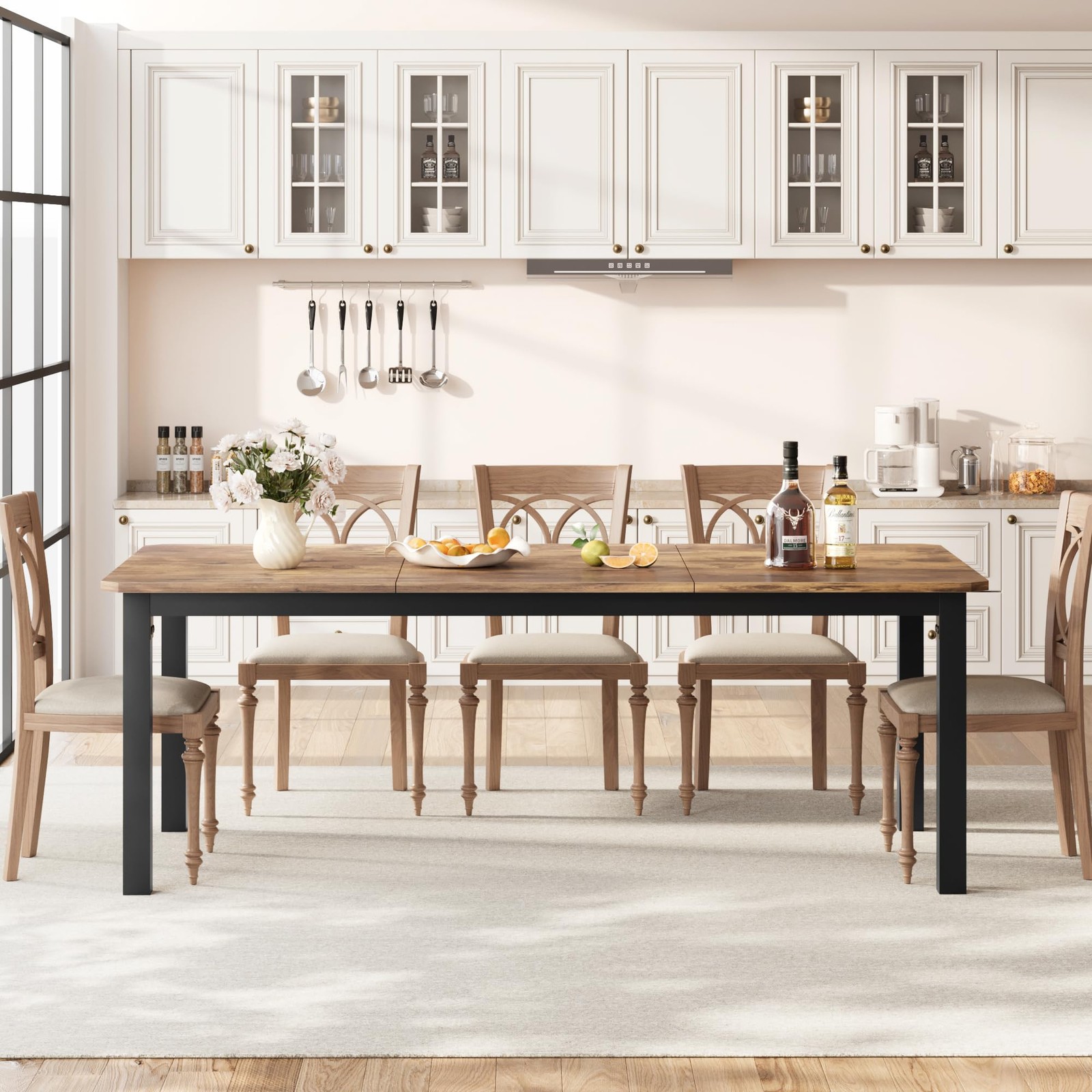 Rectangular Dining Table for 6-8 People, 78.7 inch Kitchen Table for Living Room